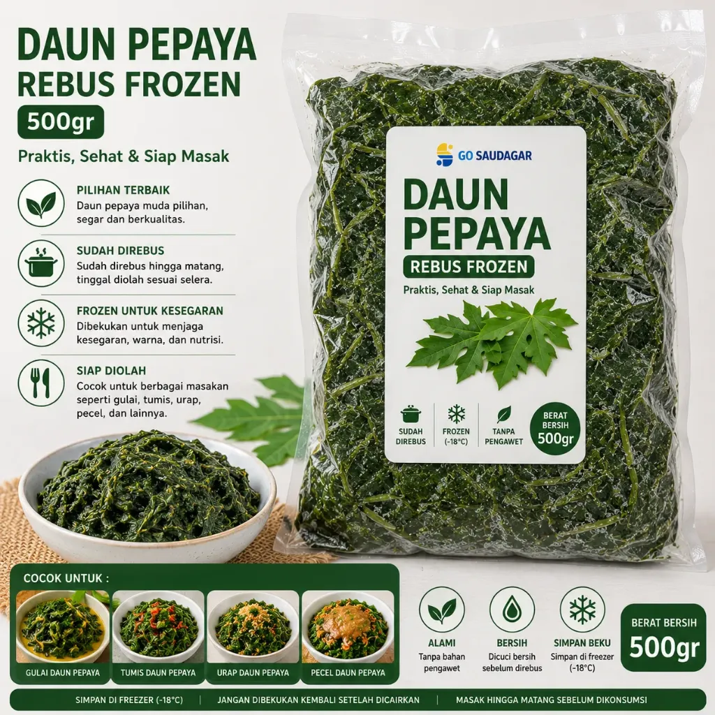 Daun Pepaya Rebus 500 g