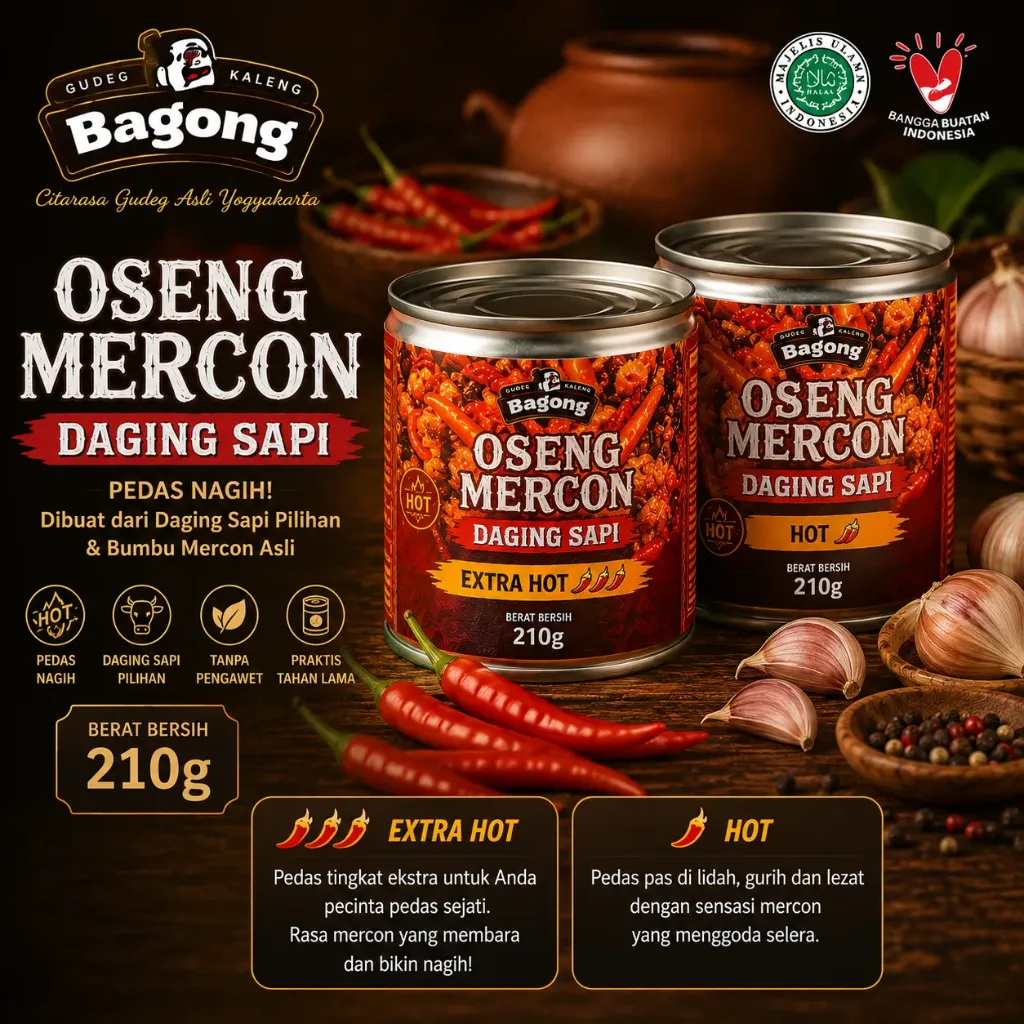 Gudeg Bagong - Oseng Mercon Daging Sapi (210gr) (Sedikit Pedas)